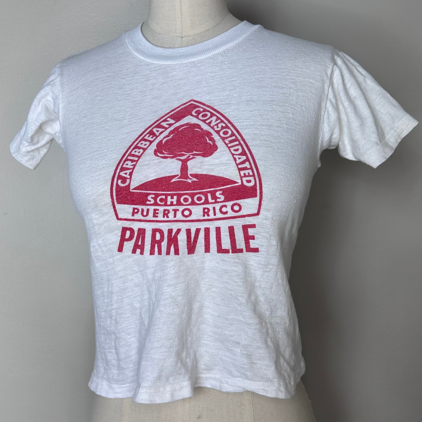 1970s Parkville Puerto Rico T-Shirt, Grana, Kids Size 8/10 Cropped/Adult XXS, Caribbean Consolidated Schools