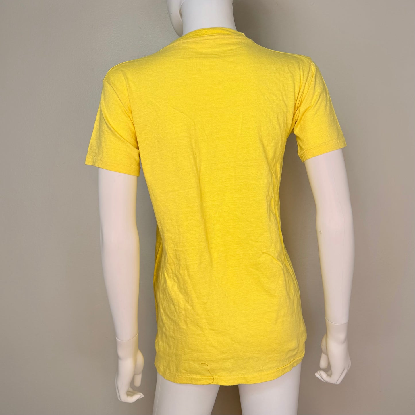 1970s Stay Gold Yellow T-Shirt, Fruit of the Loom Pocket Tee Size Small