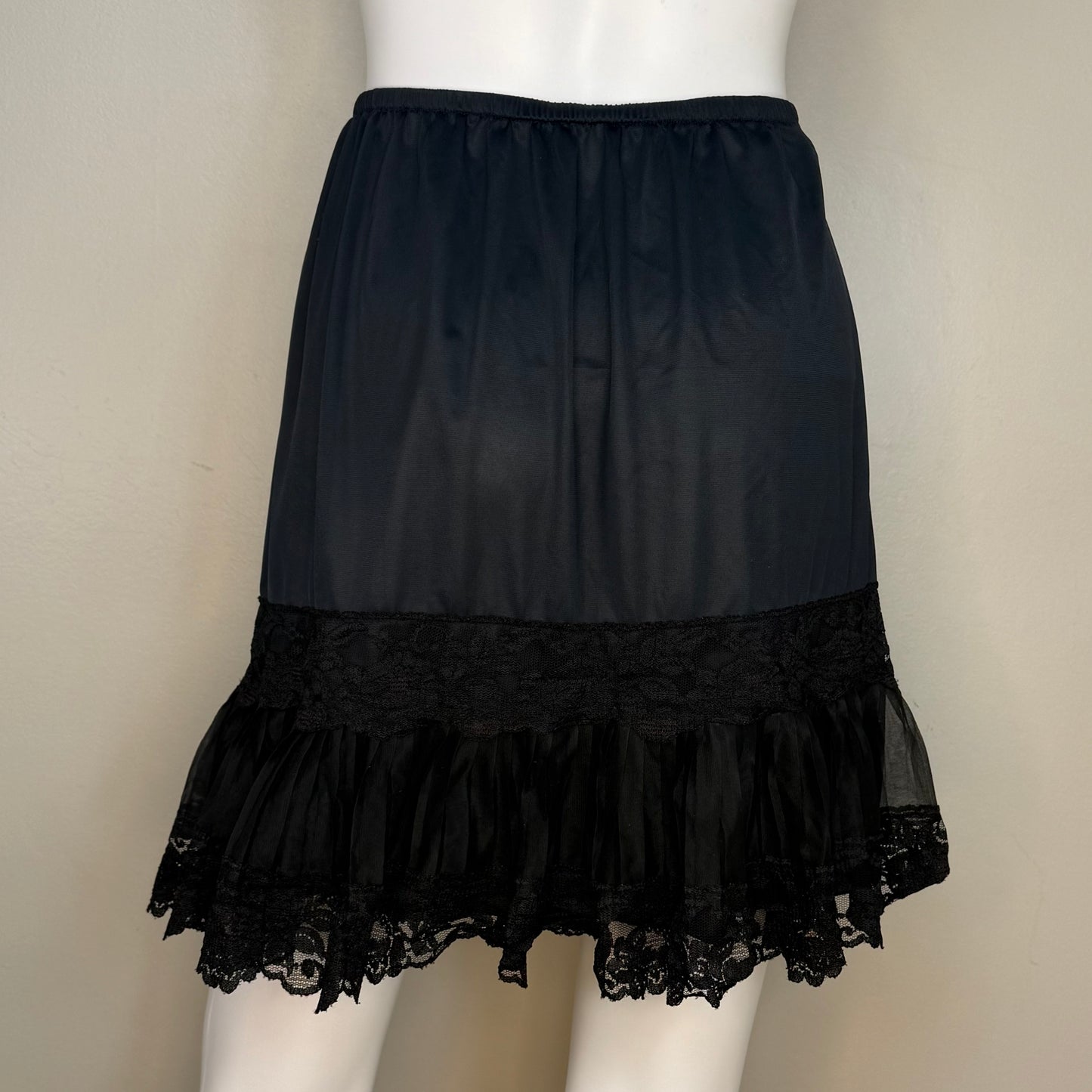 1960s Black Nylon Half Slip, Size Medium-Large
