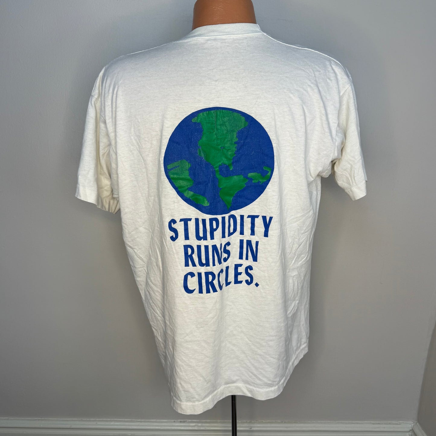 1980s/90s Great Minds Think Alike Collierville High School OM T-Shirt, Stupidity Runs in Circles, Odyssey of the Mind, Size Large