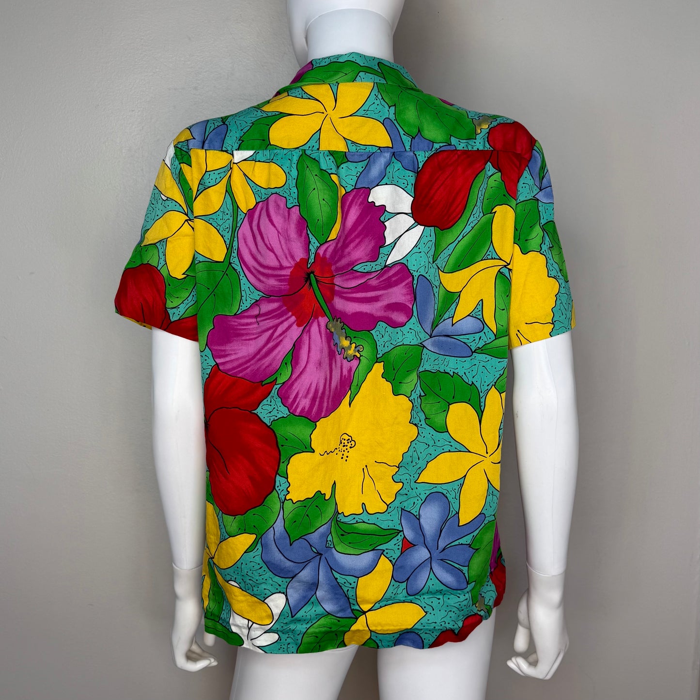 1980s Women’s Hawaiian Shirt, Cotton Blouse, Hilo Hattie Size M/L