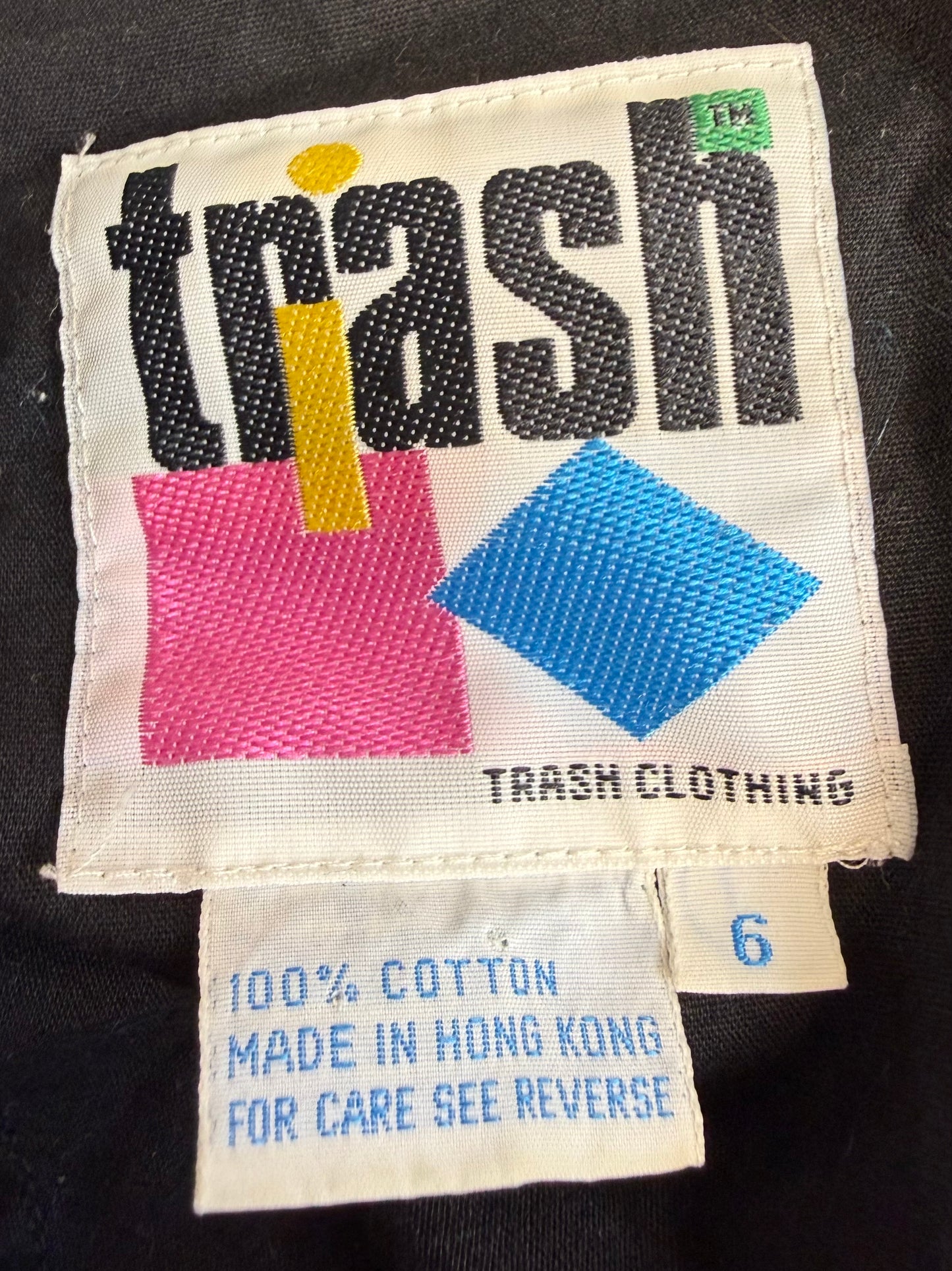 1980s Black Blouse with Lace Inserts, Side Buckles, Trash Clothing Size S/M, Embellished with Studs Rhinestones and Pearls