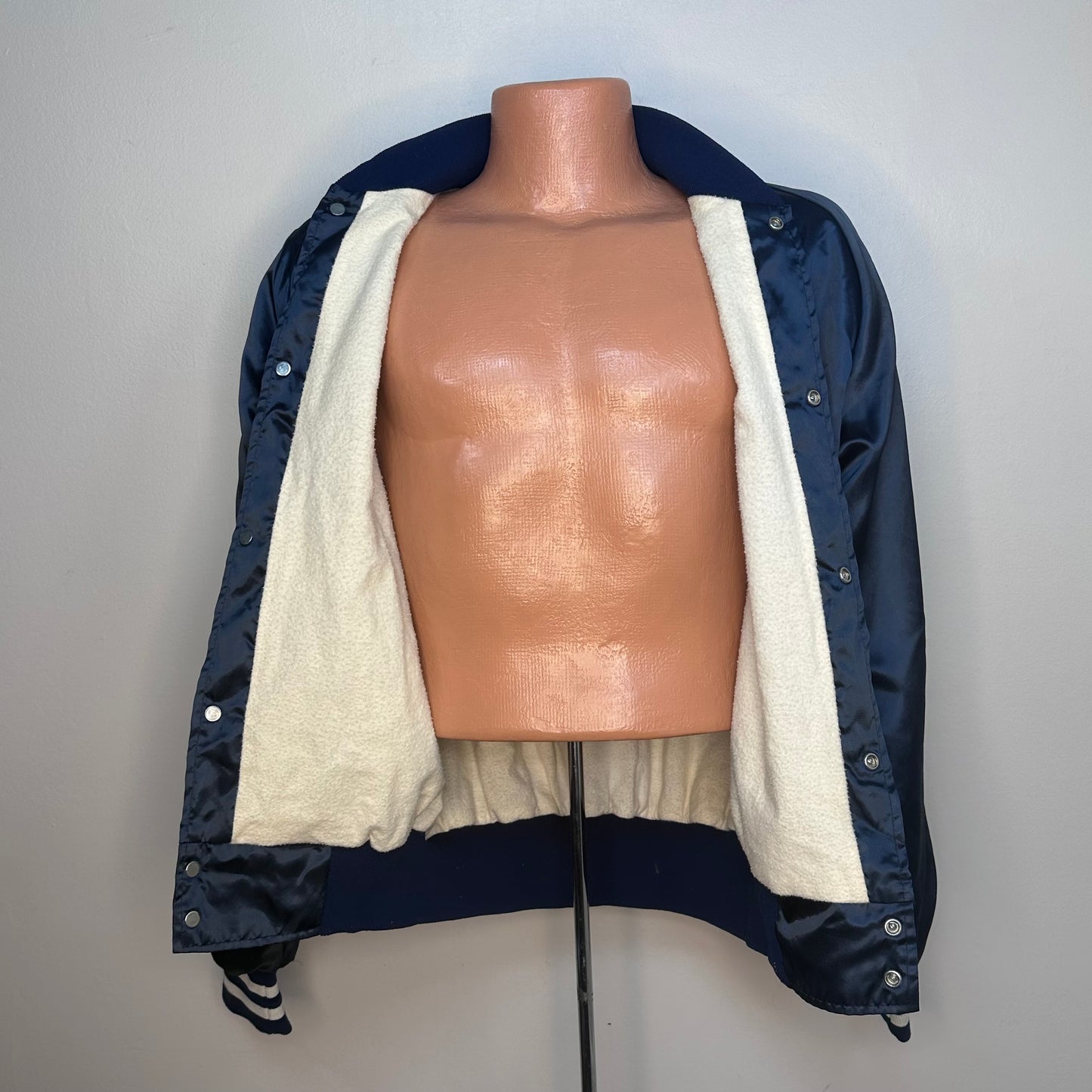 1970s Washington University Blue Satin Jacket, Artex Campus Casual Size Medium
