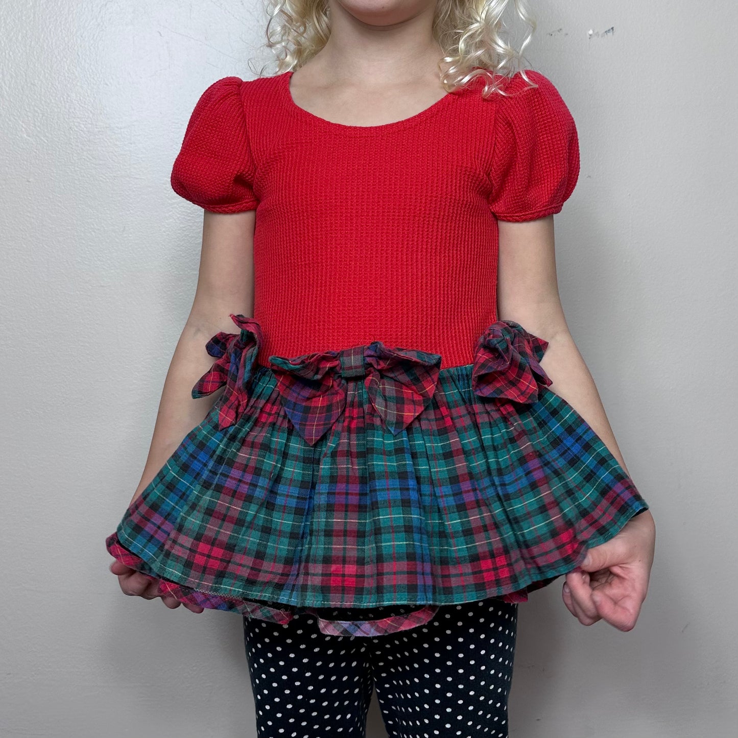 1990s Red and Green Plaid Dress, Bonnie Jean New York Size 2T