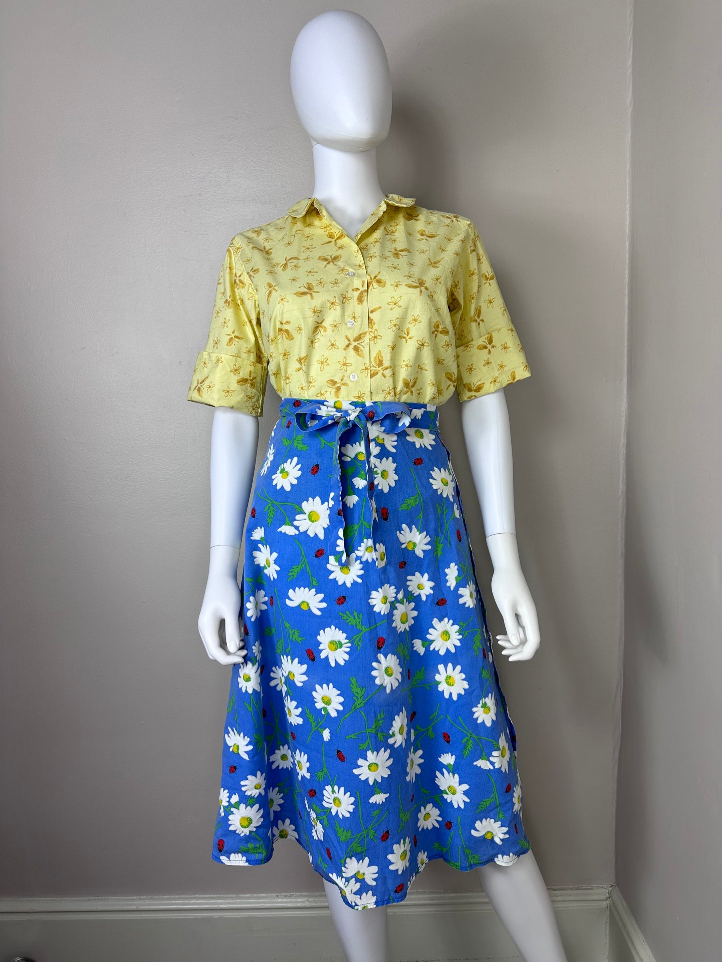 1970s Floral and Ladybugs Wrap Skirt, BonWorth Size Medium