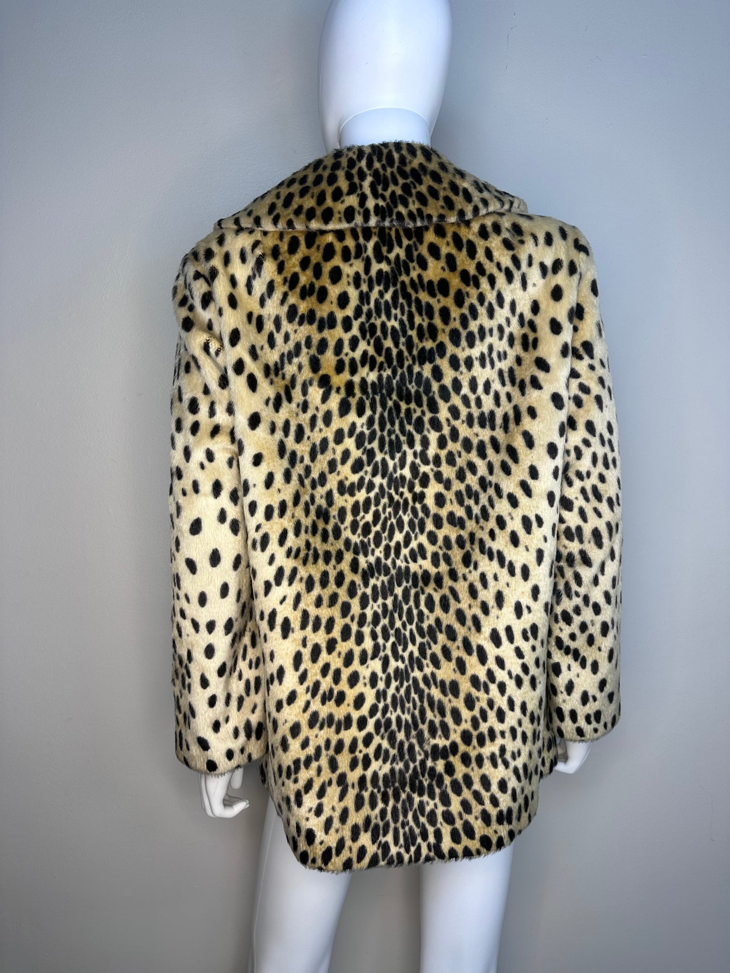 1960s Animal Print Faux Fur Coat, Size Small-Medium, Cheetah, Leopard