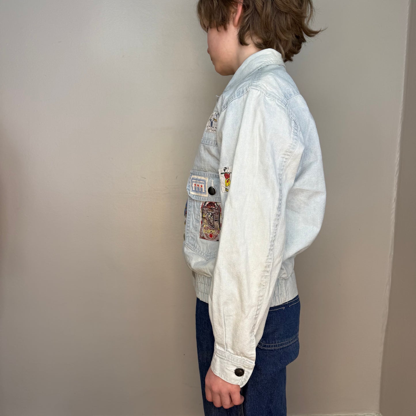 1980s Kids Denim Jacket with Patches, L’Autre Mode Size 9/10