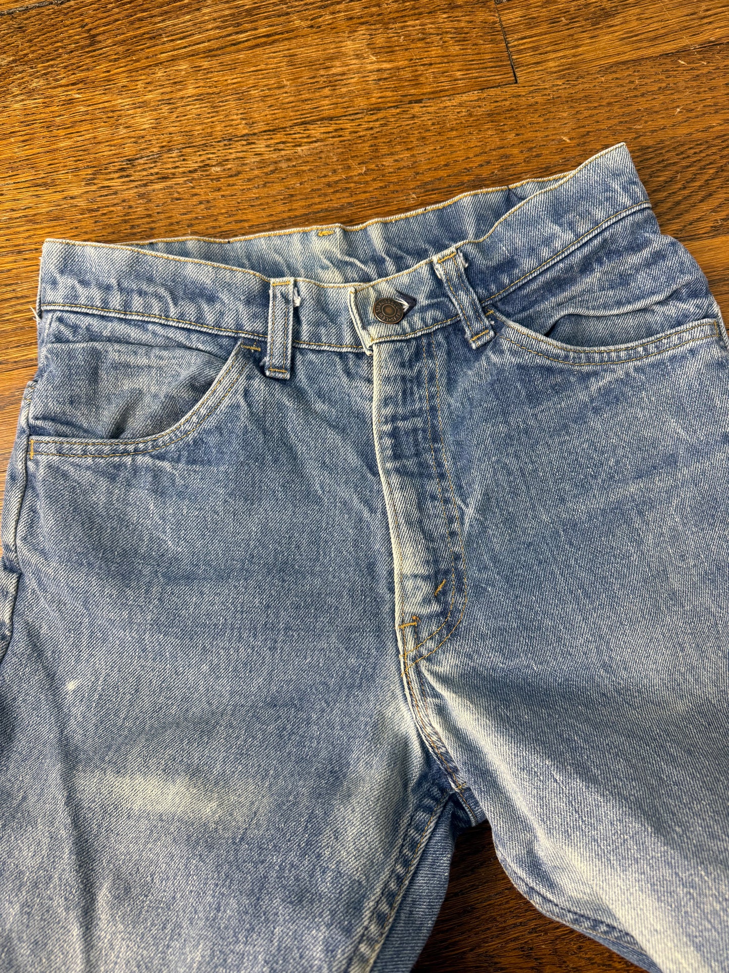 1970s Levi’s 646 Flare Leg Blue Jeans, 27.5"x29", Orange Tab Denim, Distressed