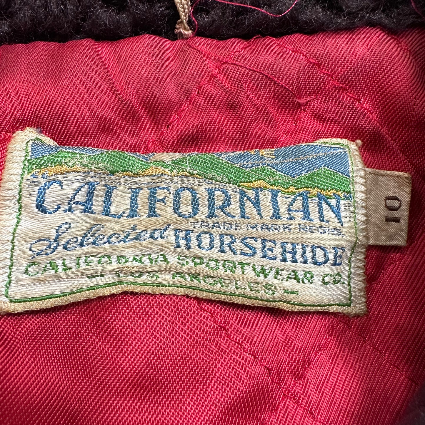 1950s Kids Leather Bomber Jacket, Californian Selected Horsehide, California Sportswear Co Size 8