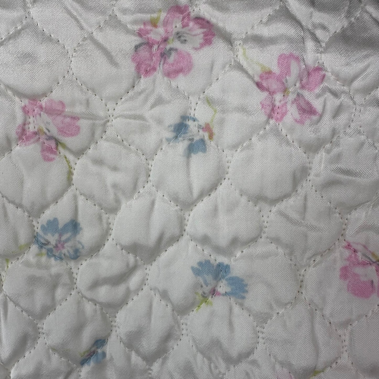 1950s Barbizon Dainty Puff Bed Jacket, Size Large, Floral Quilted Nylon