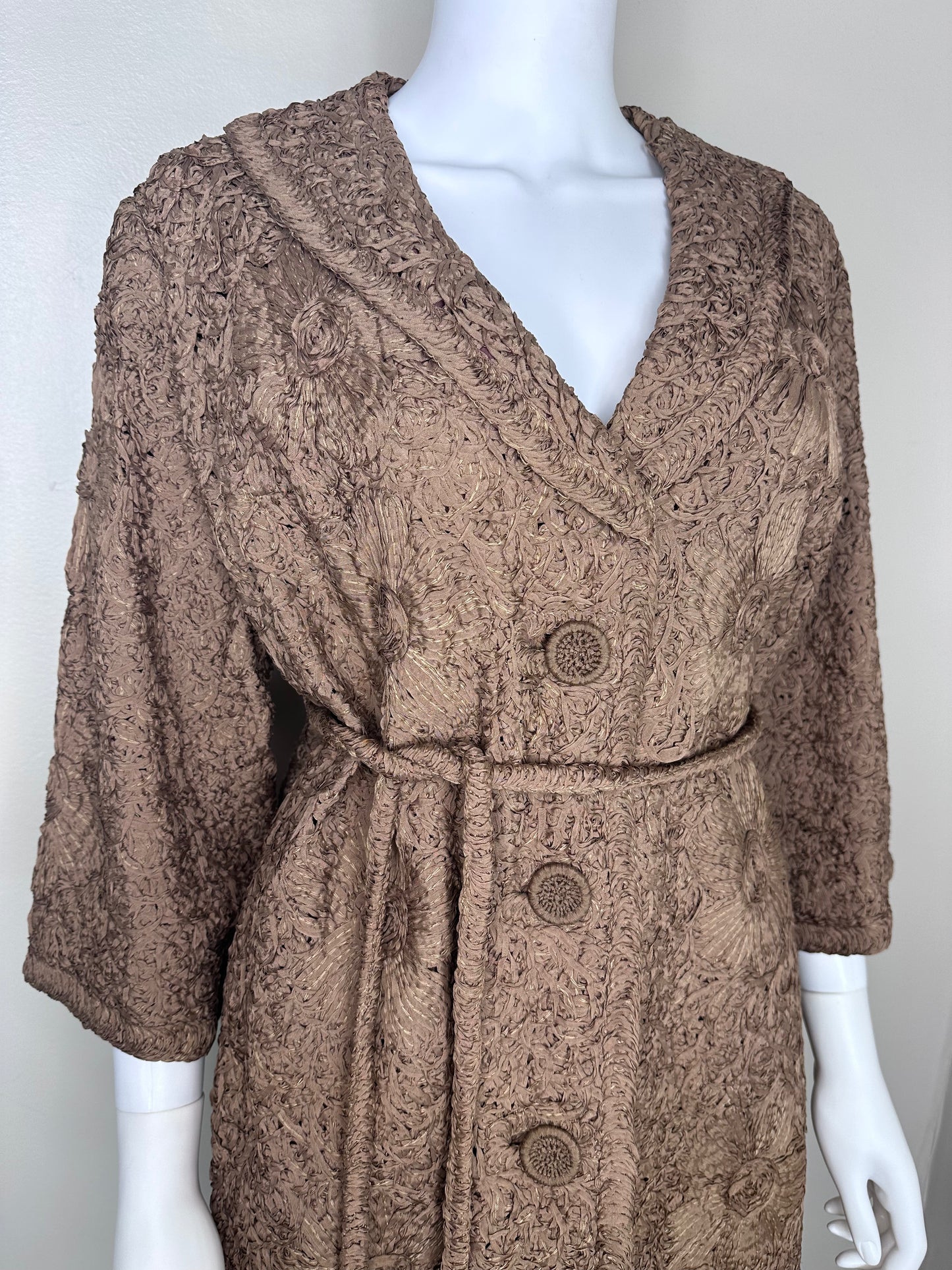 1950s/60s Brown Ribbon Work Coat, The Halle Bros Co Specialty Shop Size Large