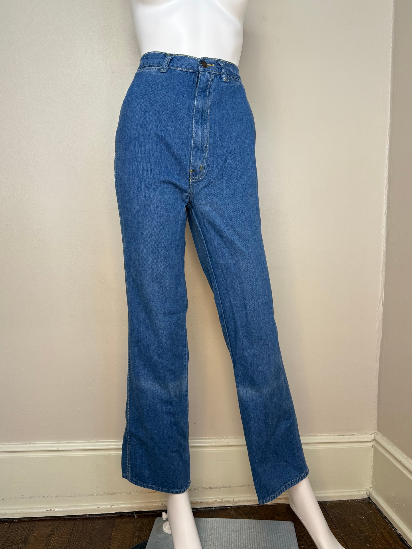 1970s Blue Jeans, K-Mart, 27.5"x30.5", High Rise Straight Leg