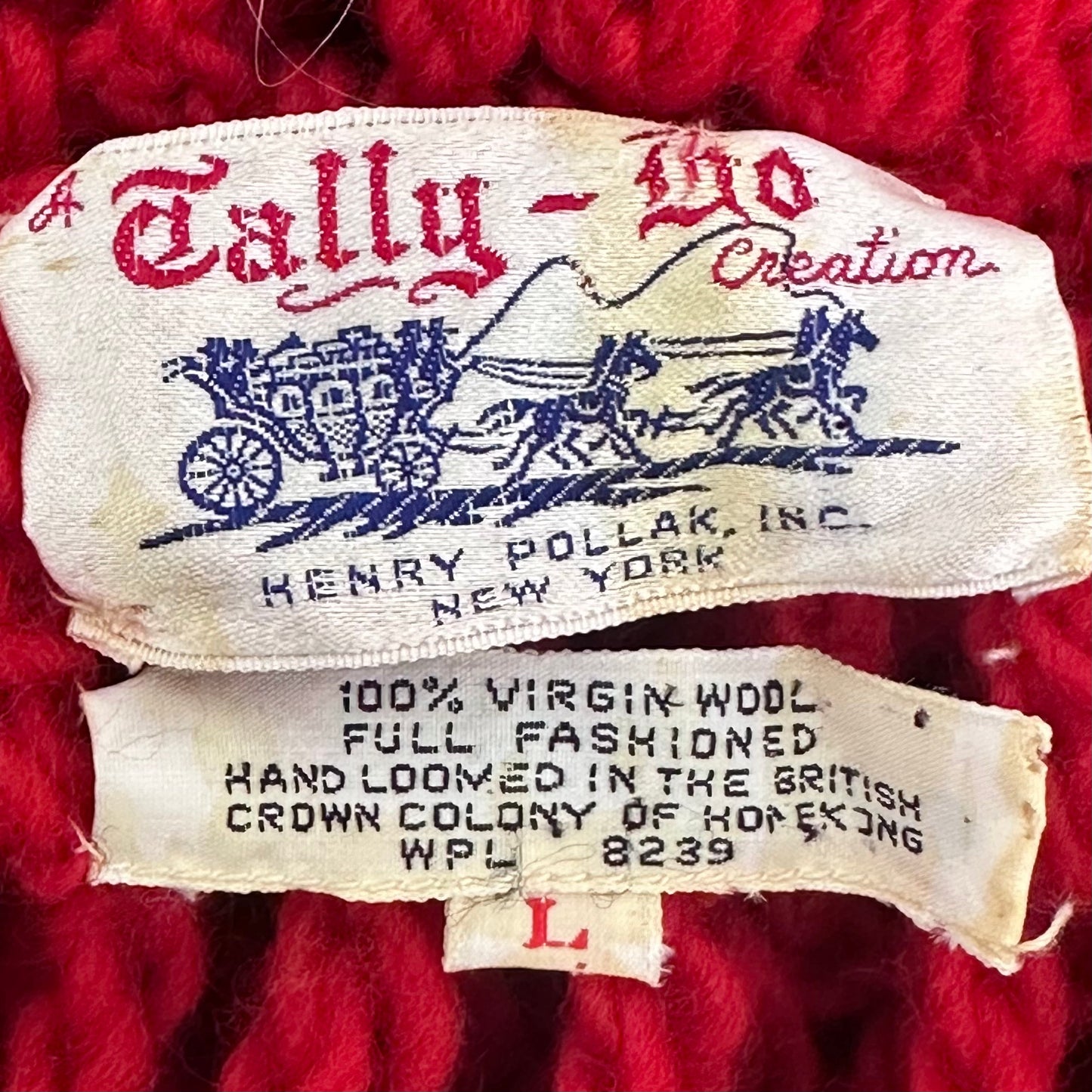 1960s/70s Red Knit Sweater Vest, Tally-Ho Creation Size Large