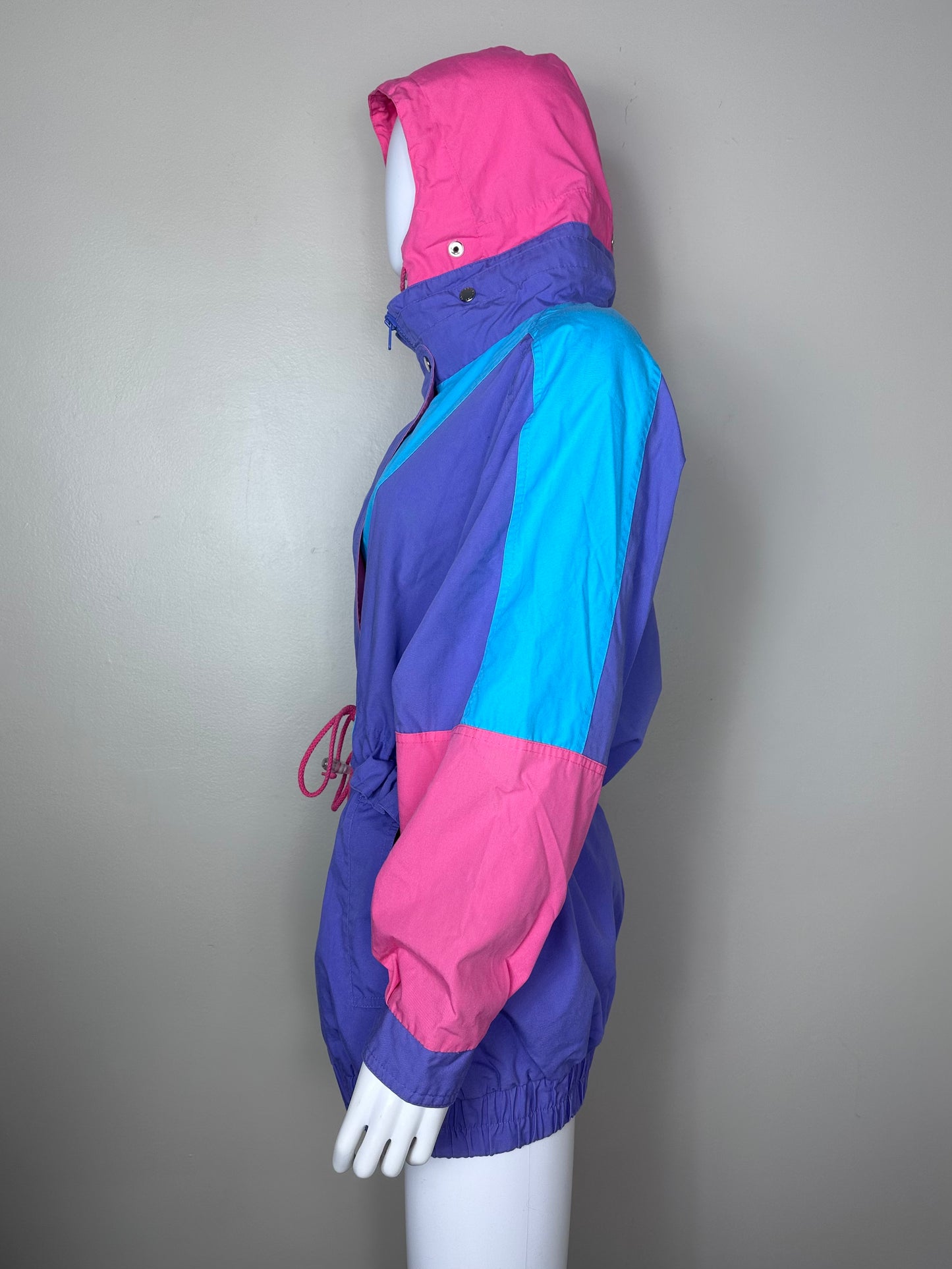 1980s Color Block Hooded Coat, Mariel Size Medium