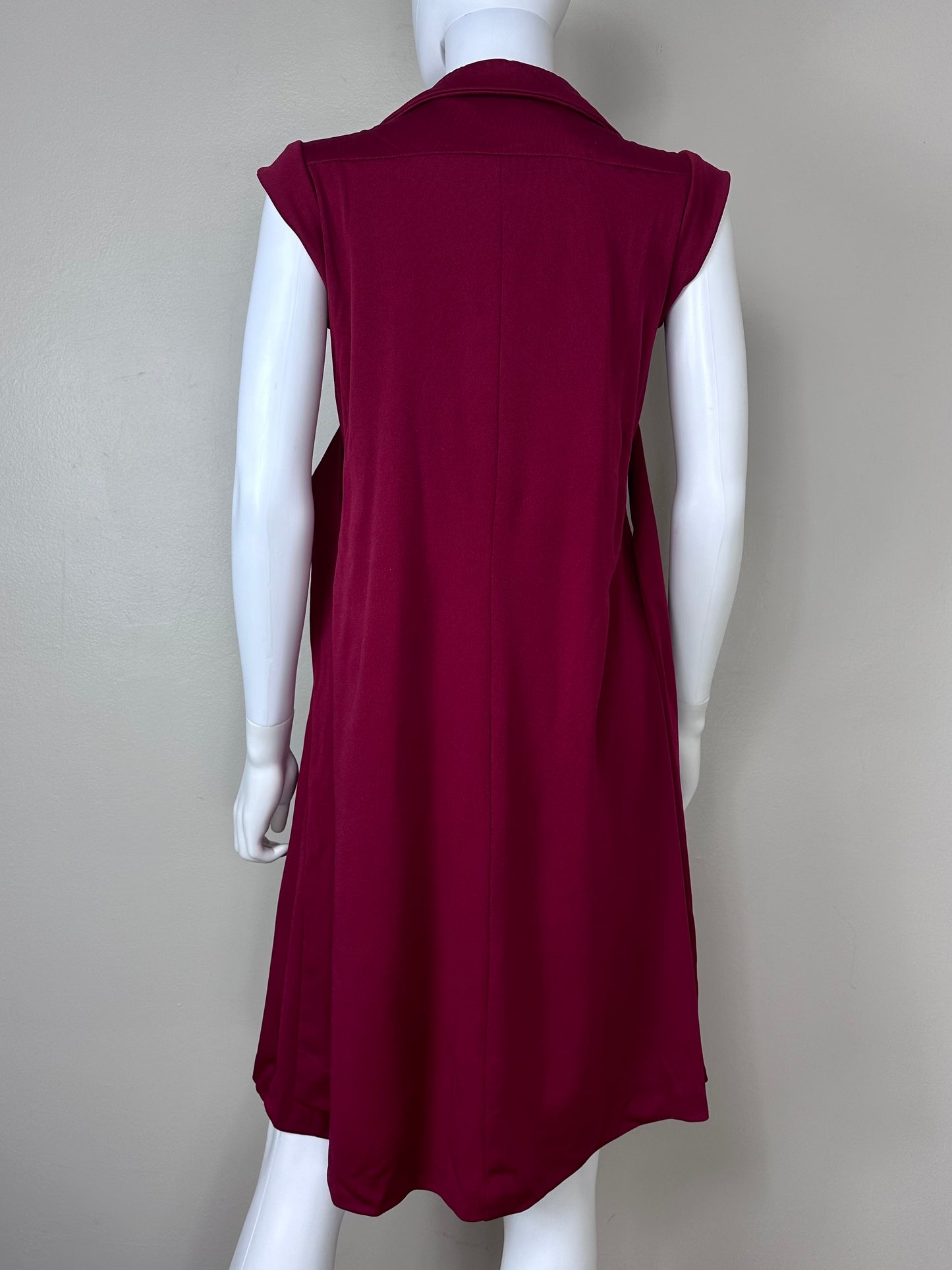 1970s Burgundy Sleeveless Dress, Handmade Size Small-Medium