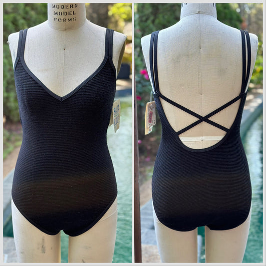 1990s Black Women’s Swimsuit, Baja Blue Size Small, One Piece, New With Tags Deadstock