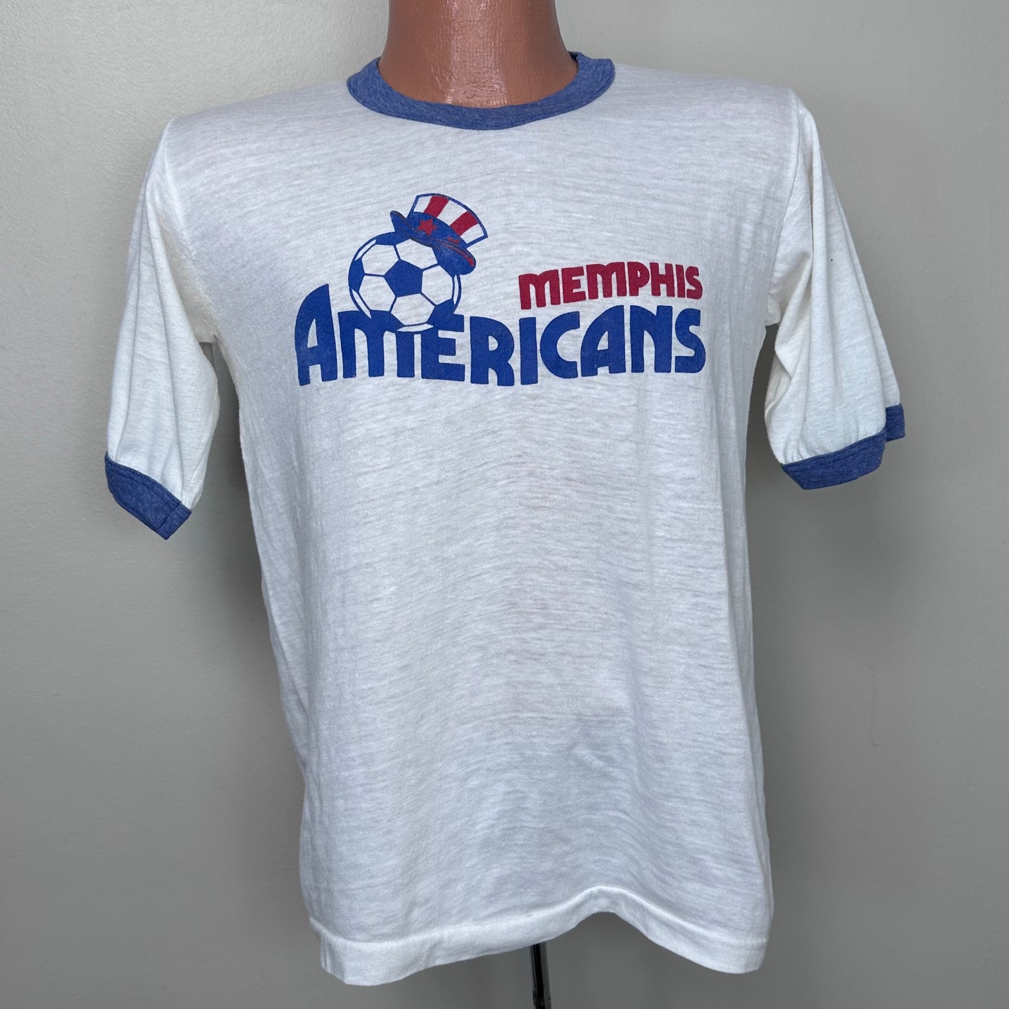 1980s Memphis Americans T-Shirt, Size Medium, MISL Soccer, Ringer Tee