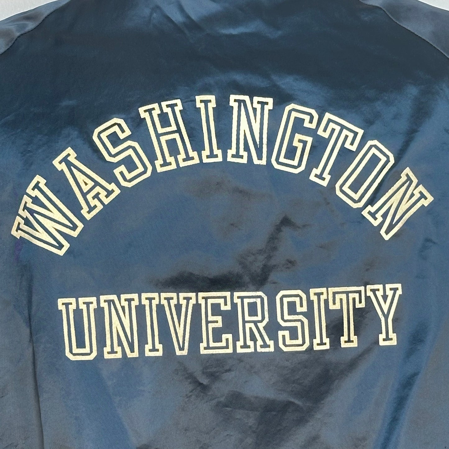 1970s Washington University Blue Satin Jacket, Artex Campus Casual Size Medium