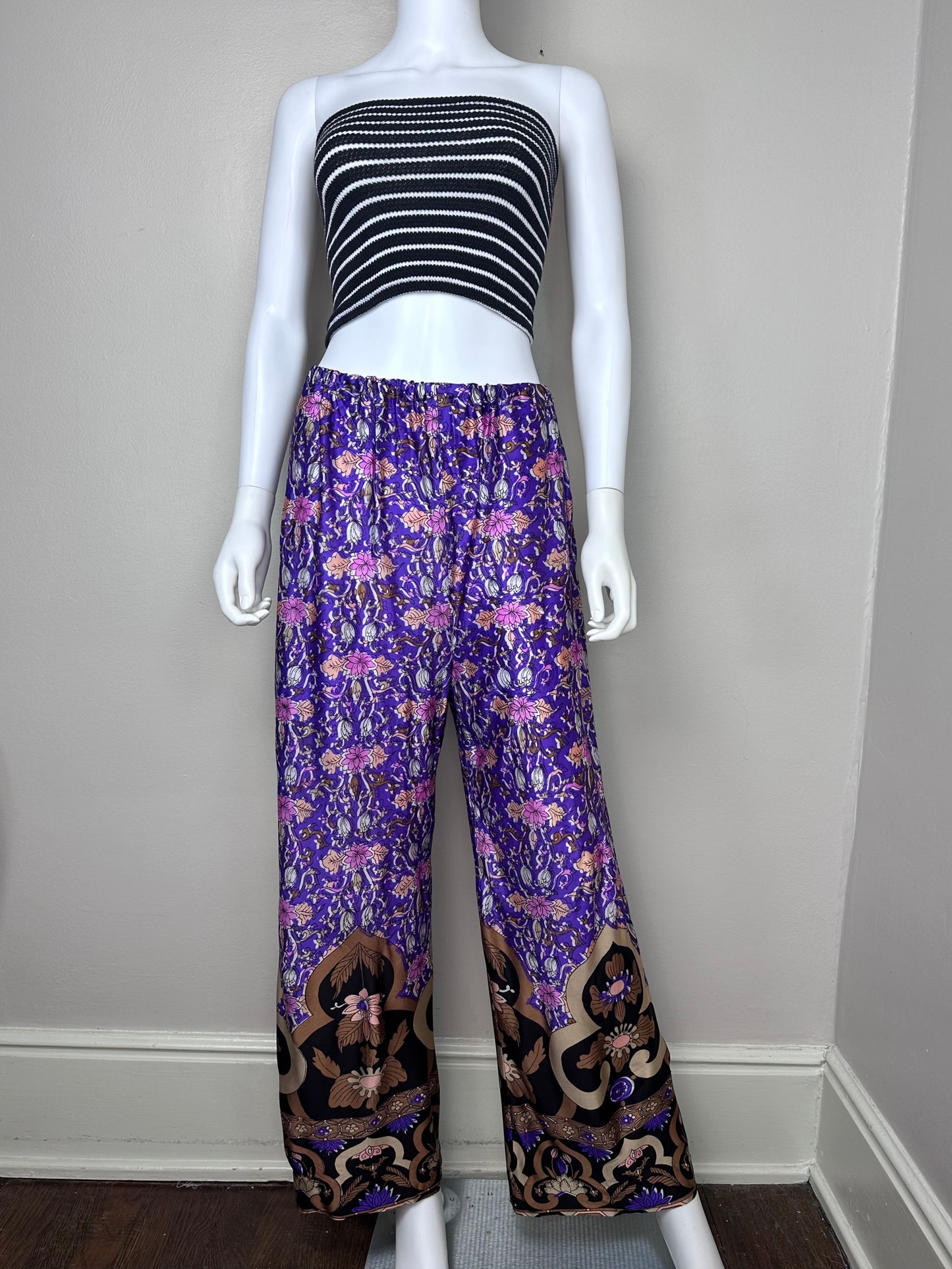 1970s Black and White Striped Tube Top, Size XS-Mediuim