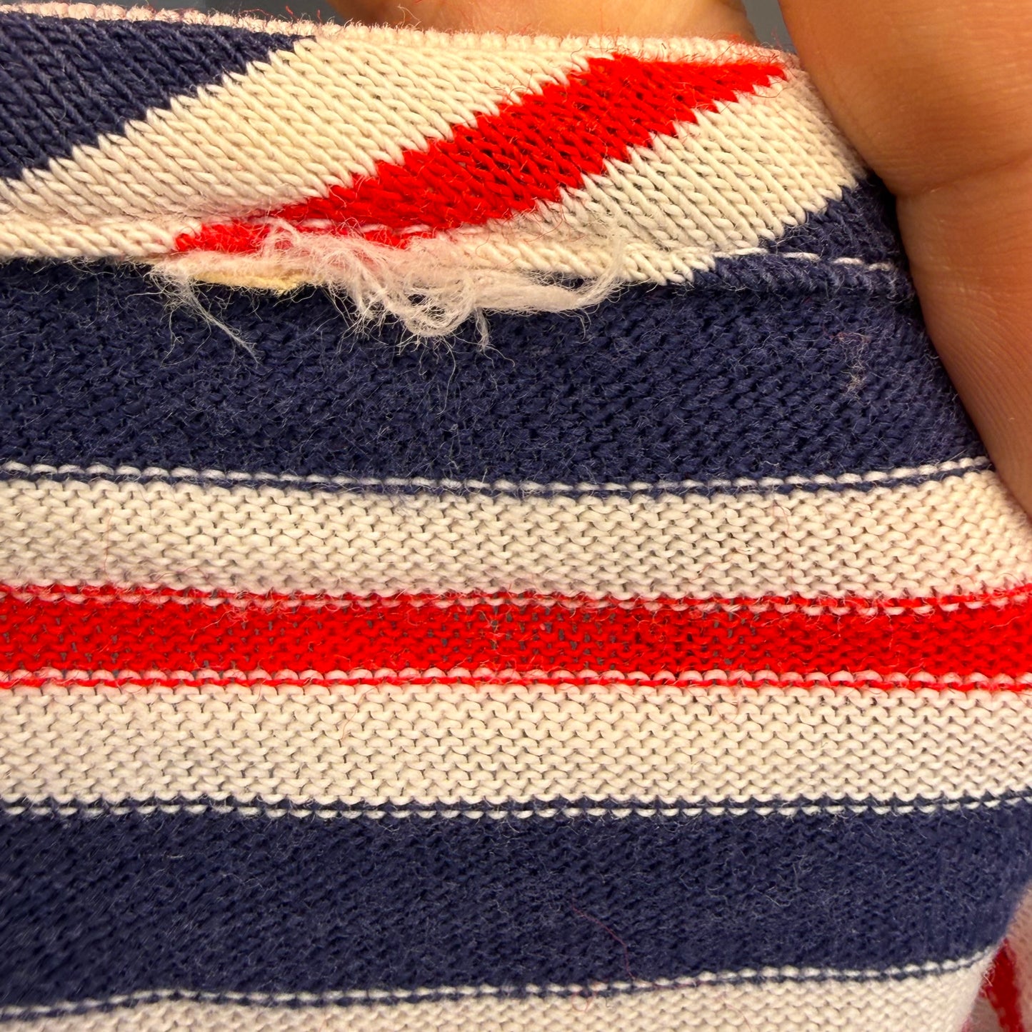 1960s/70s Red White and Blue Stripe Henley T-Shirt, Size Small