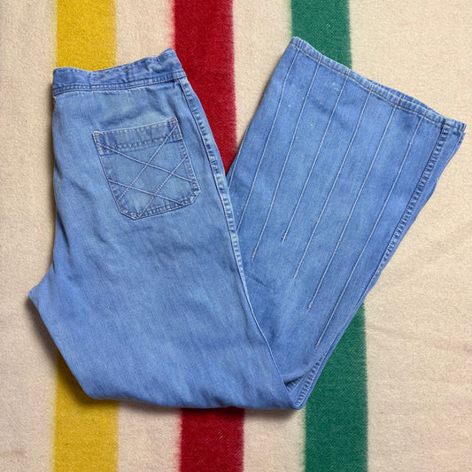 1970s Bell Bottom Jeans with Pintucks, Saturday’s Generation, 33.5"x33.25"
