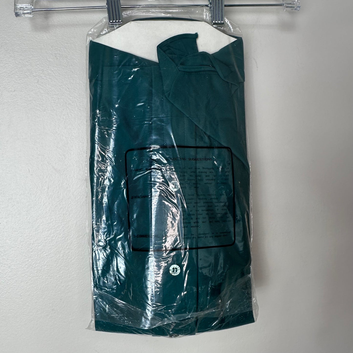1970s New in Package Green Polyester Short Sleeve Shirt, Dino di Vino Size Medium
