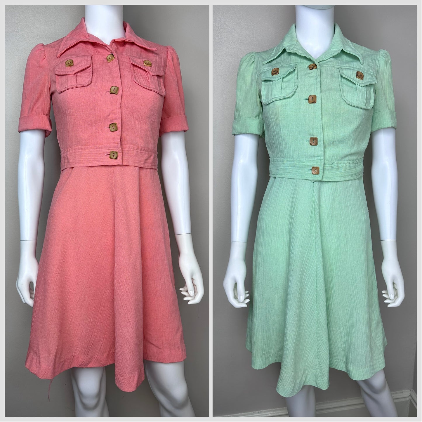 1970s Mint Green Sundress and Short Sleeve Jacket Set, Size XS, 70s does 40s Dress Suit