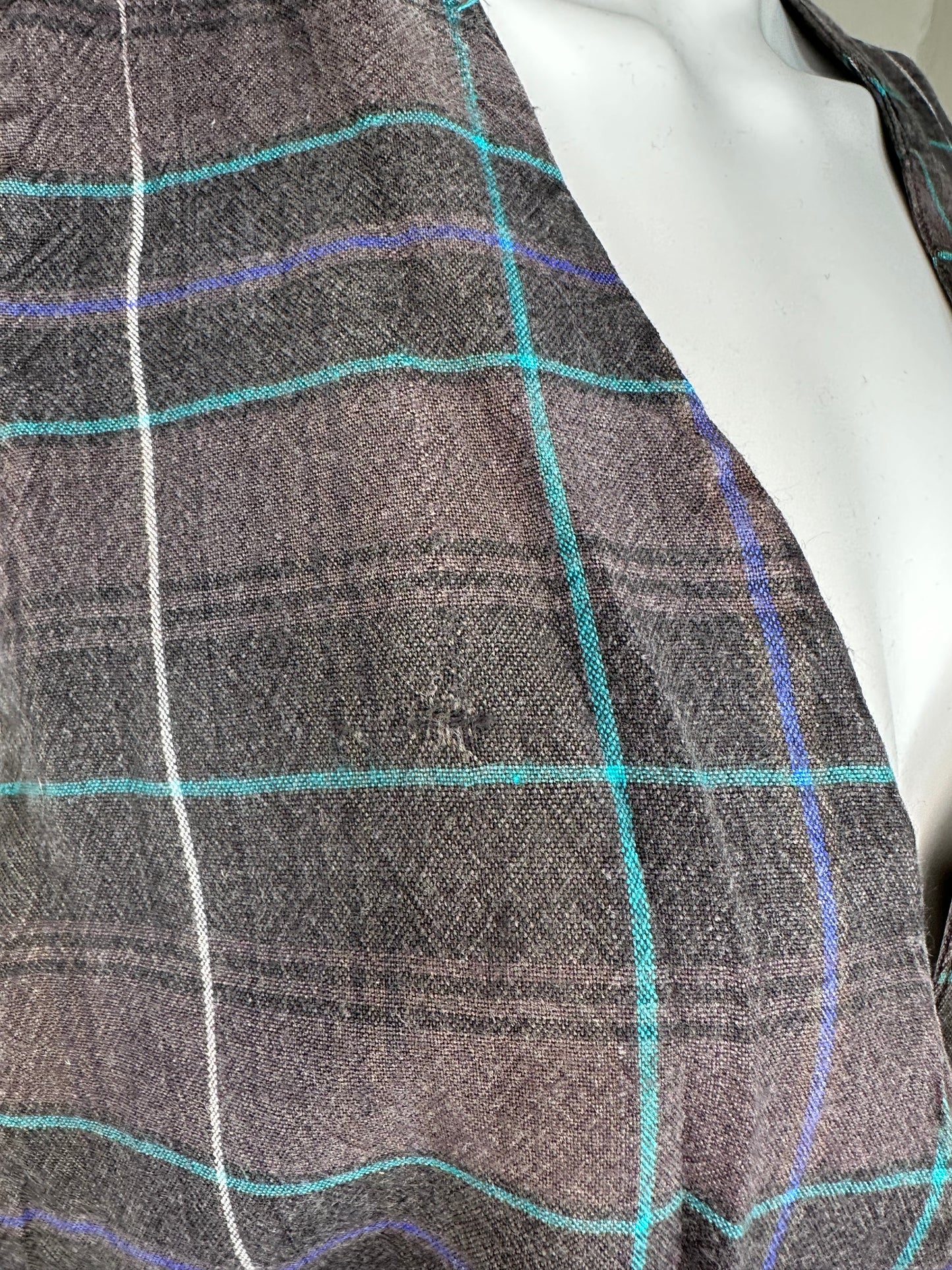 1990s Plaid Rayon Vest, Espionage Size Medium