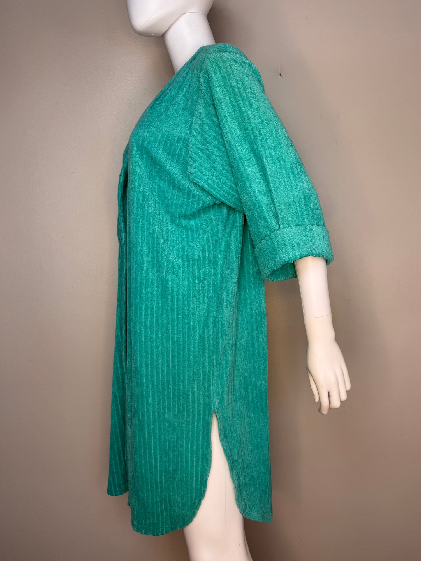 1980s Teal Terry Cloth Swimsuit Cover Up Robe, Jantzen Size Small-Medium, Beach Jacket