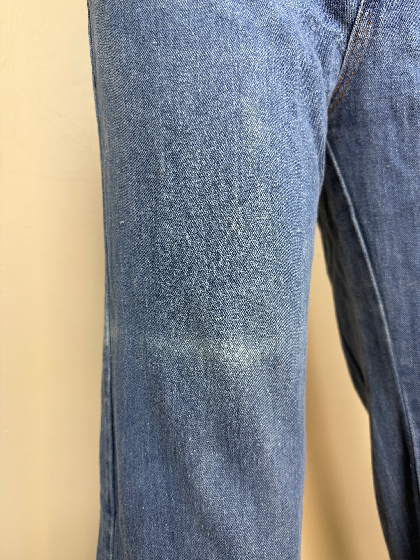 1970s Blue Jeans with Buckle Waist Band, K-Mart, 29"x31.5", High Rise Boot Cut