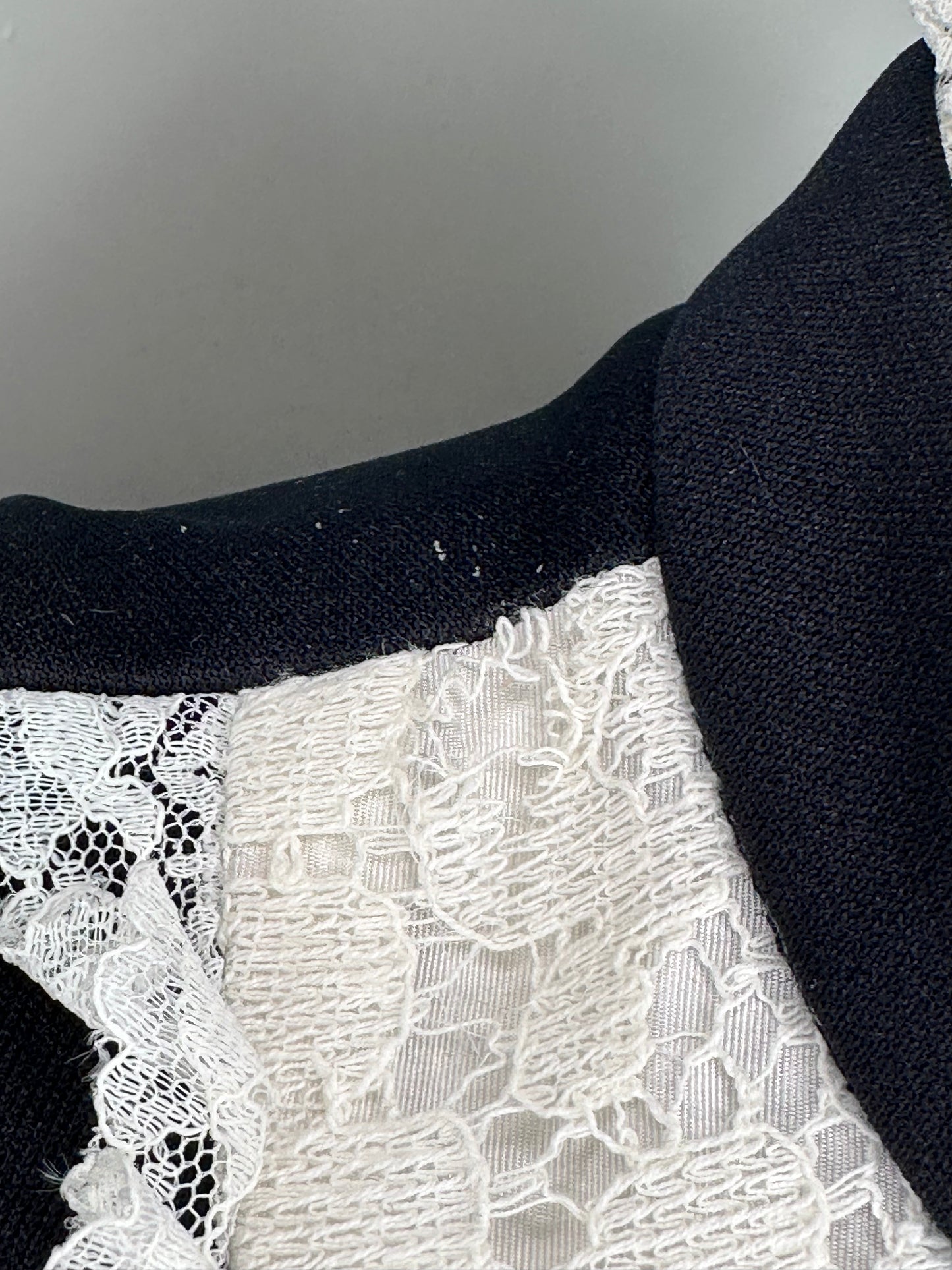 1960s/70s Black Victorian Inspired Maxi Dress with Off-White Lace, Size XS/S