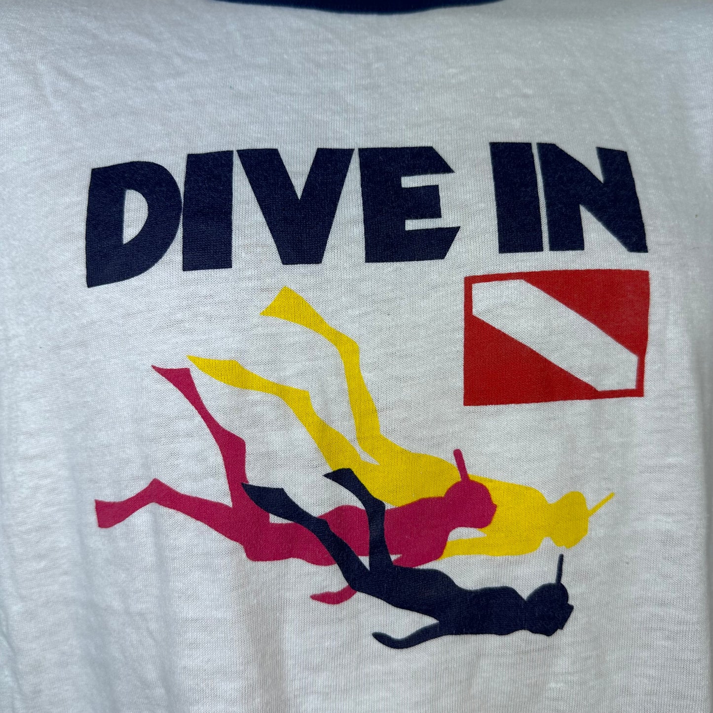 1980s Dive In SS Norway Ringer T-Shirt, Hanes Size M/L