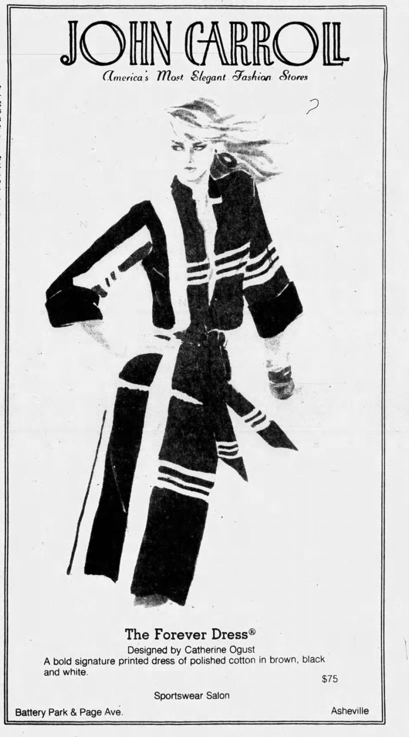 1970s NWT “Forever” Dress, Catherine Ogust for Penthouse Gallery Size Medium, Helen of Memphis