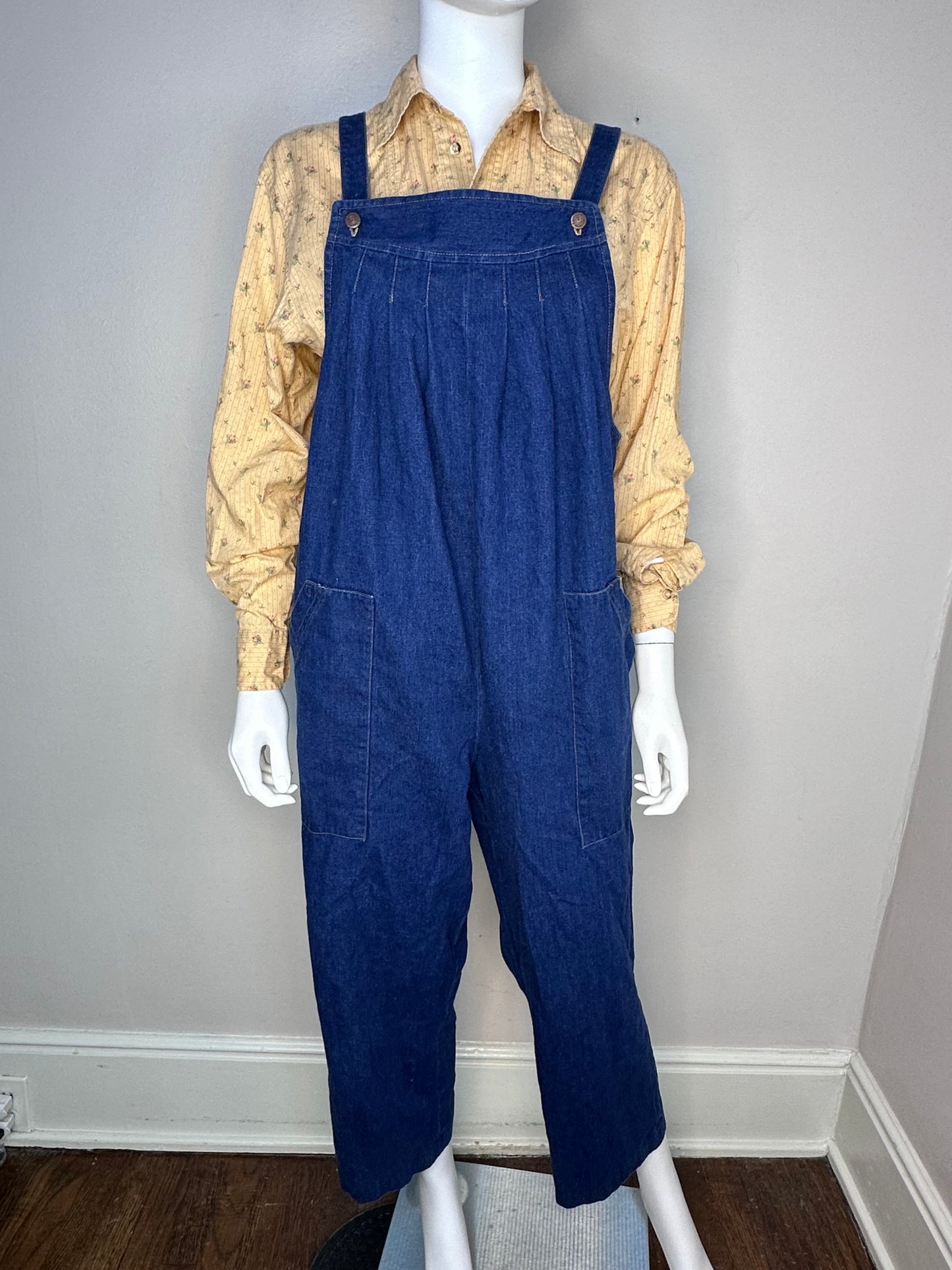 1970s/80s Denim Overalls, Blue Jean Dungarees Size Large