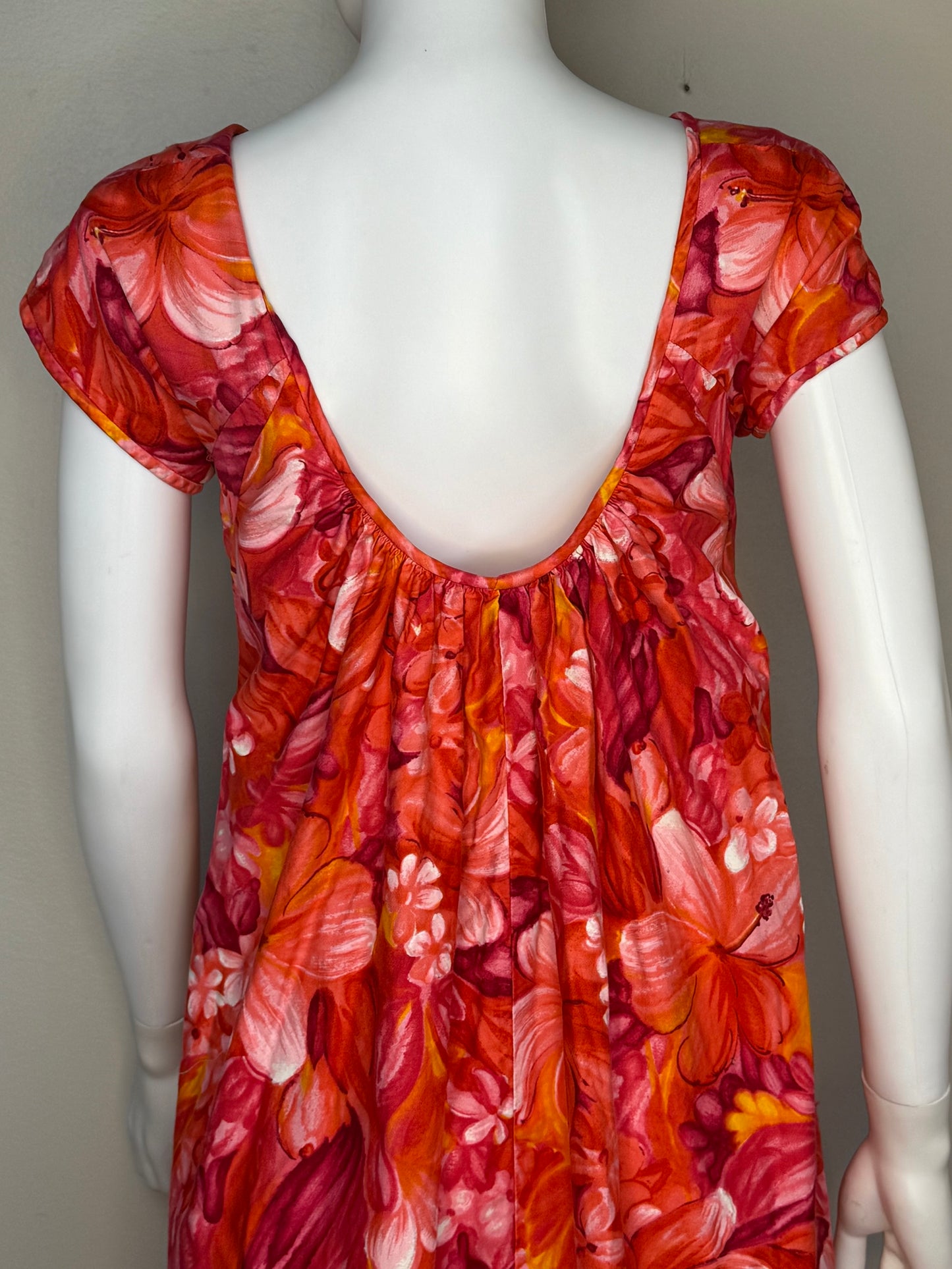 1960s Hawaiian Floral Maxi Dress, Paradise Hawaii Size Large