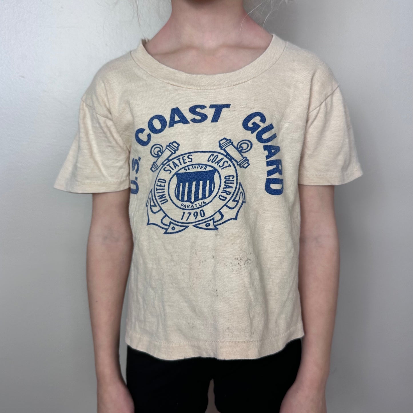 1970s US Coast Guard T-Shirt, Size 5/6, Distressed