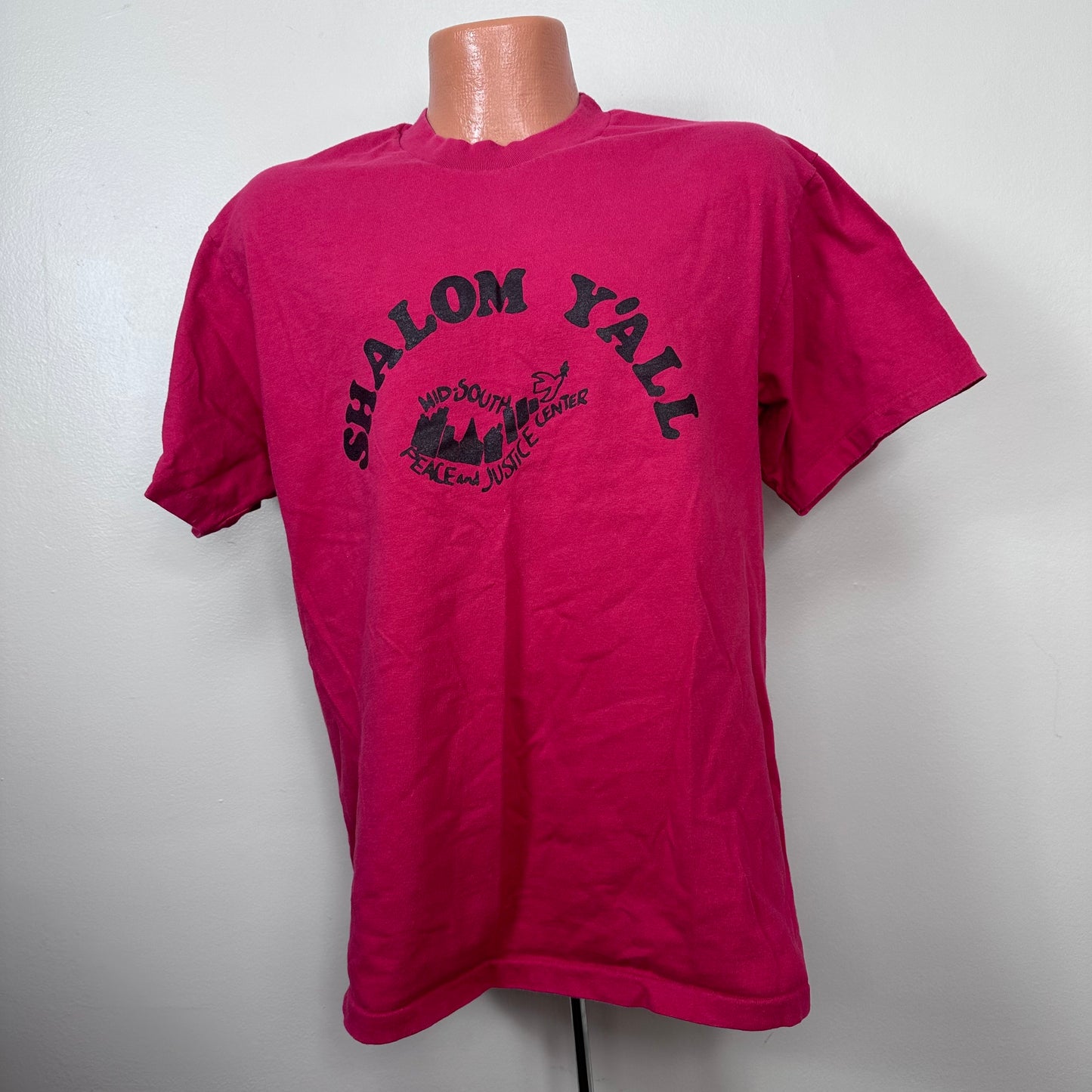 1980s Mid-South Peace and Justice Center Shalom Y’all T-Shirt, Size Large, Anti Regan Protest