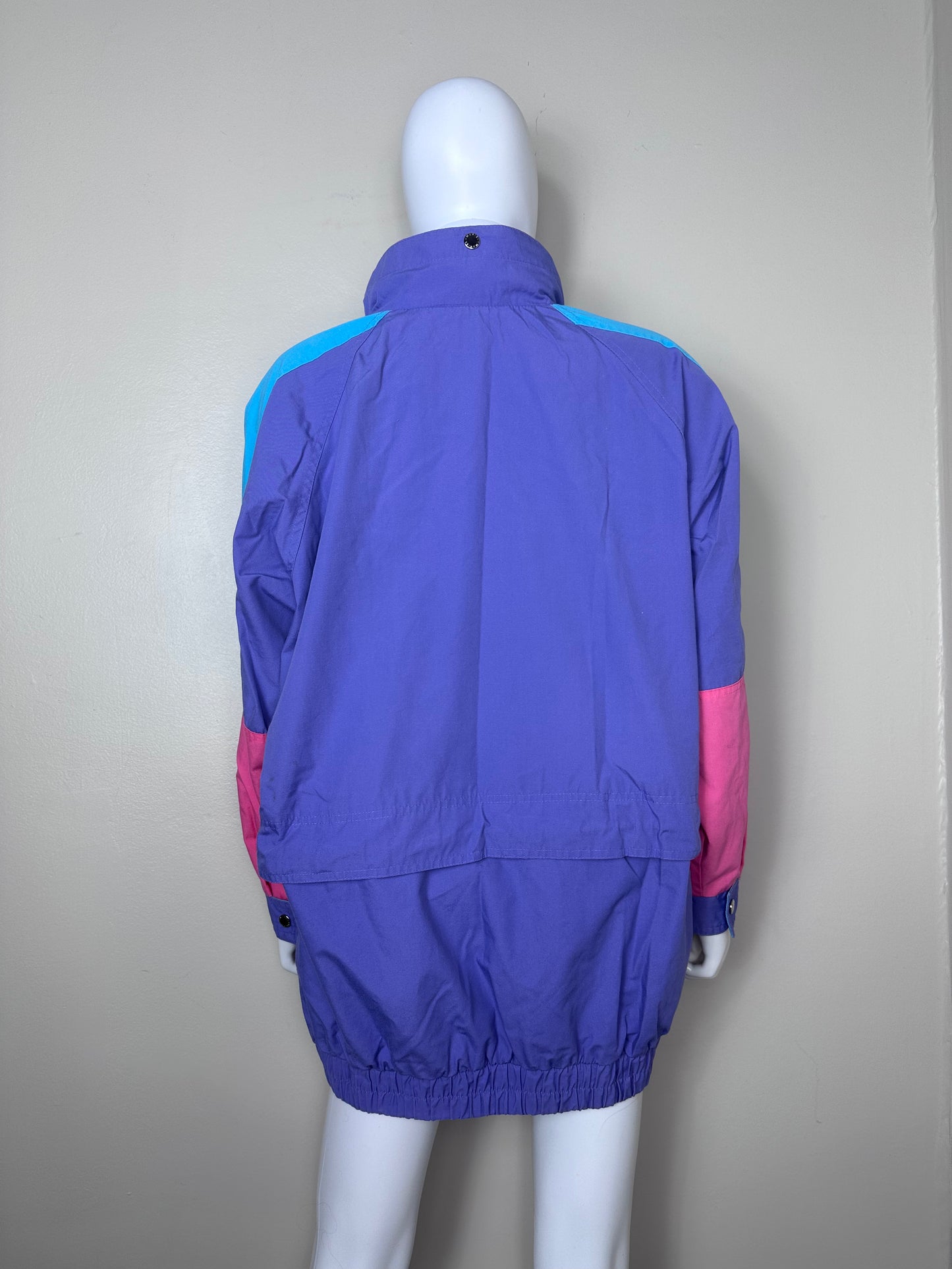 1980s Color Block Hooded Coat, Mariel Size Medium