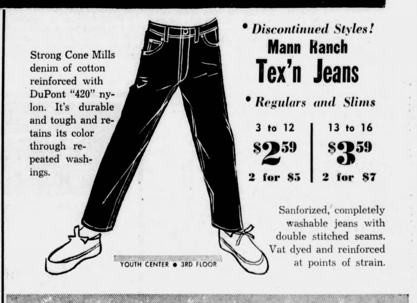 1960s Kids’ Blue Jean Cut Off Shorts, Mann Ranch Tex’N’Jeans Size 3 Slim, A Cone Mills Fabric, Selvedge Denim