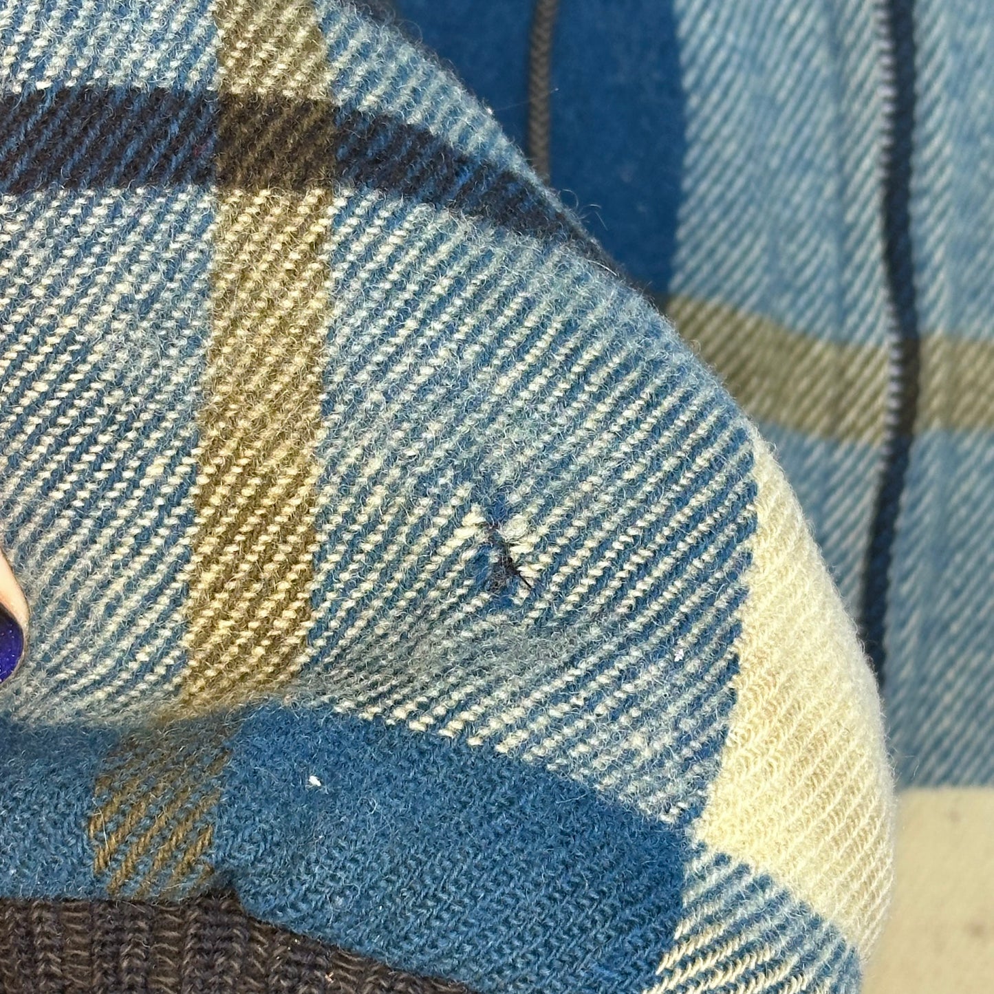 1950s/60s Blue Plaid Wool Hooded Jacket, Woolrich Size Medium