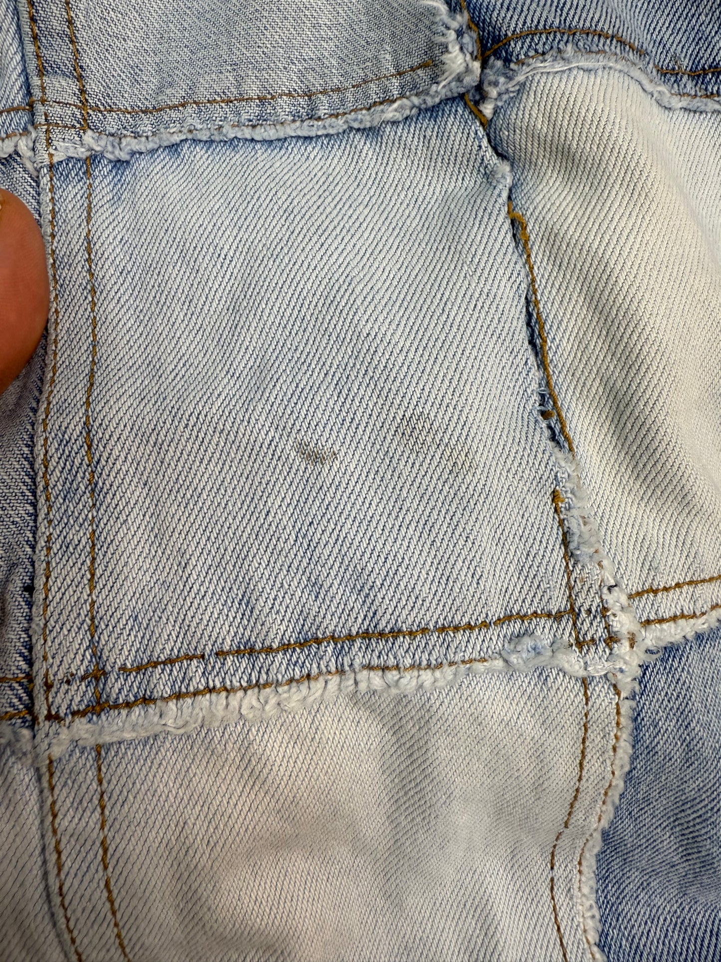 Y2K Denim Patchwork Blue Jeans, No Boundaries Size Small, Low Rise, Flare Leg