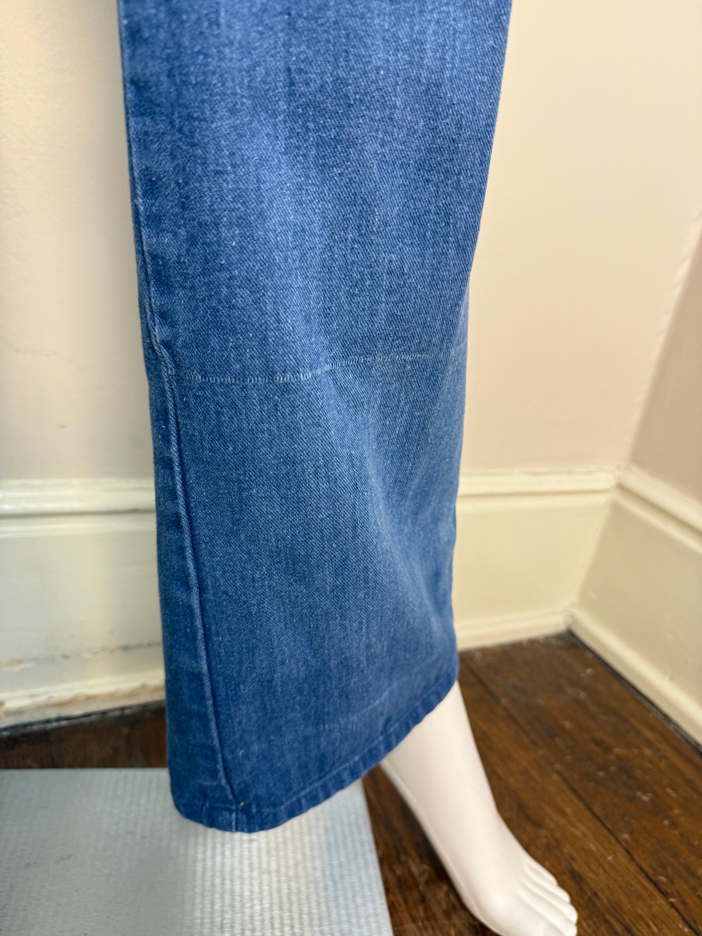 1970s Blue Jeans with Buckle Waist Band, K-Mart, 29"x31.5", High Rise Boot Cut