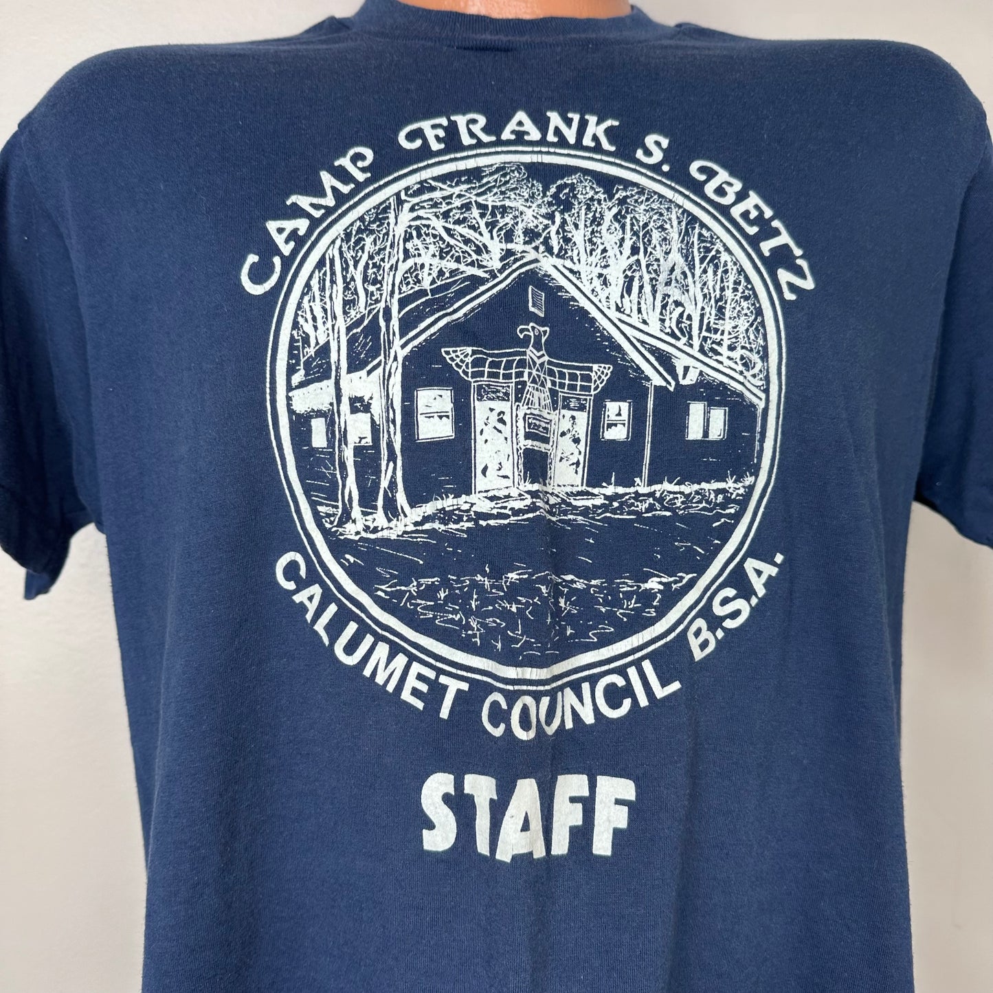 1980s Boy Scouts of America Camp Frank S Betz Staff T-Shirt, Screen Stars Size Medium, Calumet Council BSA