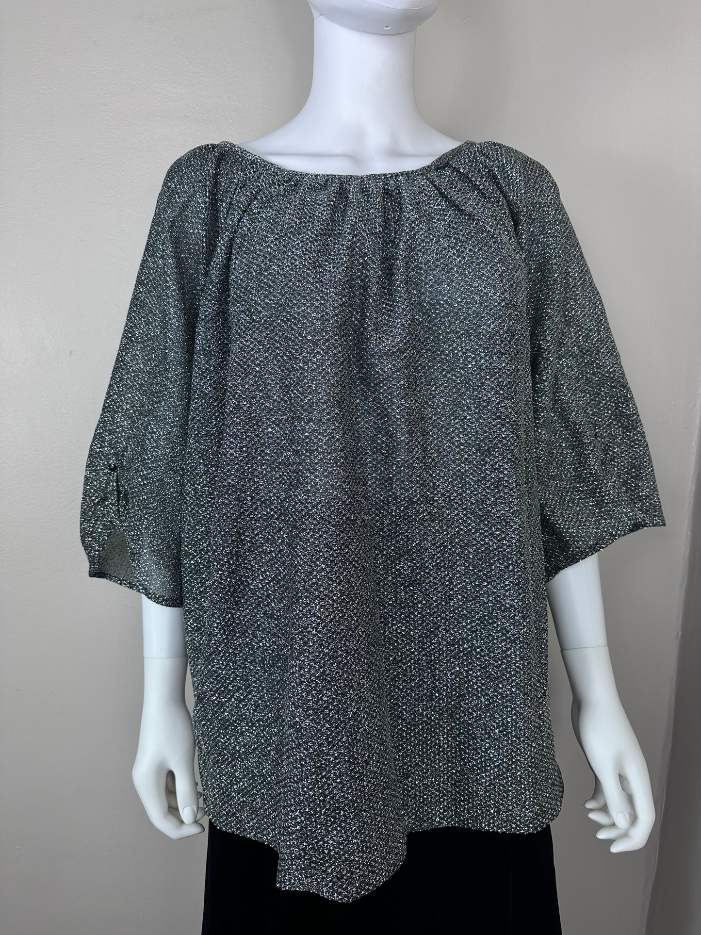 1970s Black and Silver Lurex Top, Young Stuff Size 2X-3X