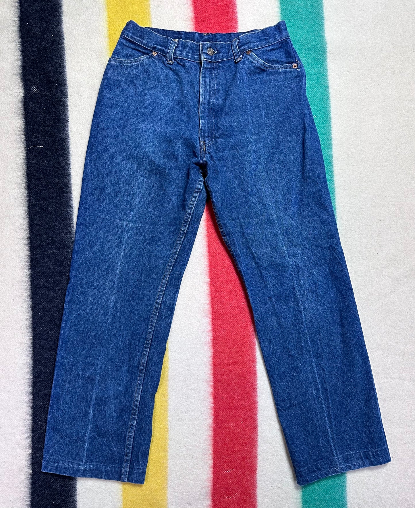 1970s Women’s Levi’s Blue Jeans, Size 8, 28"x27.5", High Rise, Straight Leg