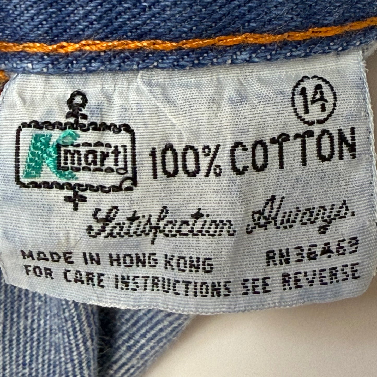 1970s Blue Jeans with Buckle Waist Band, K-Mart, 29"x31.5", High Rise Boot Cut
