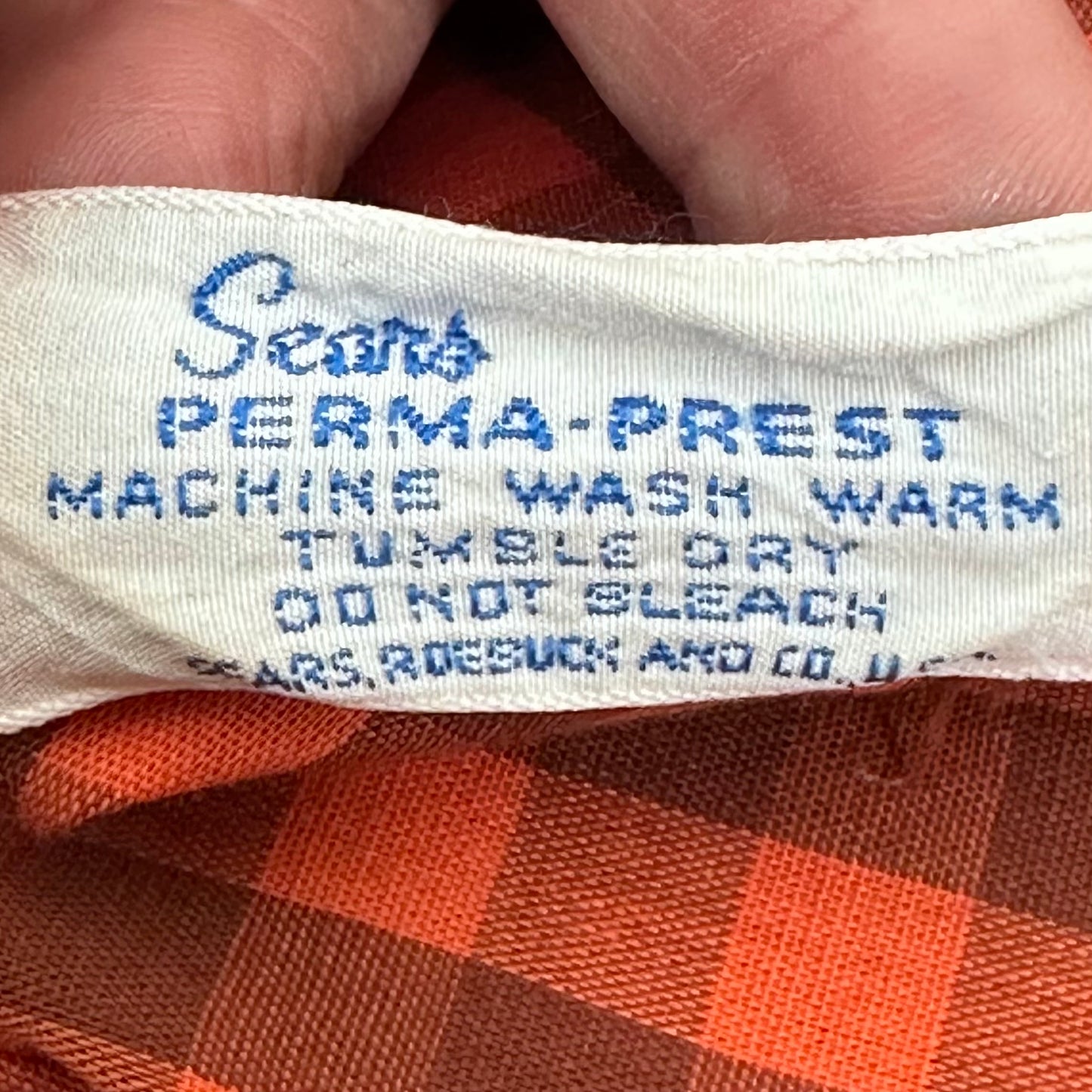 1960s Orange Plaid Dress, Sears Size Large