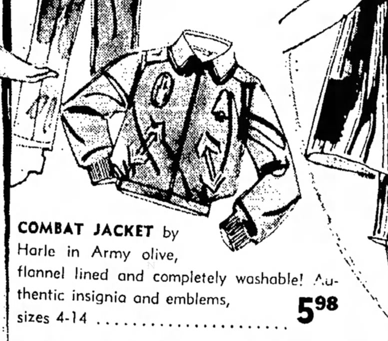 1960s Kids Combat Jacket by Harle with WW2 Patches, Size 8/10