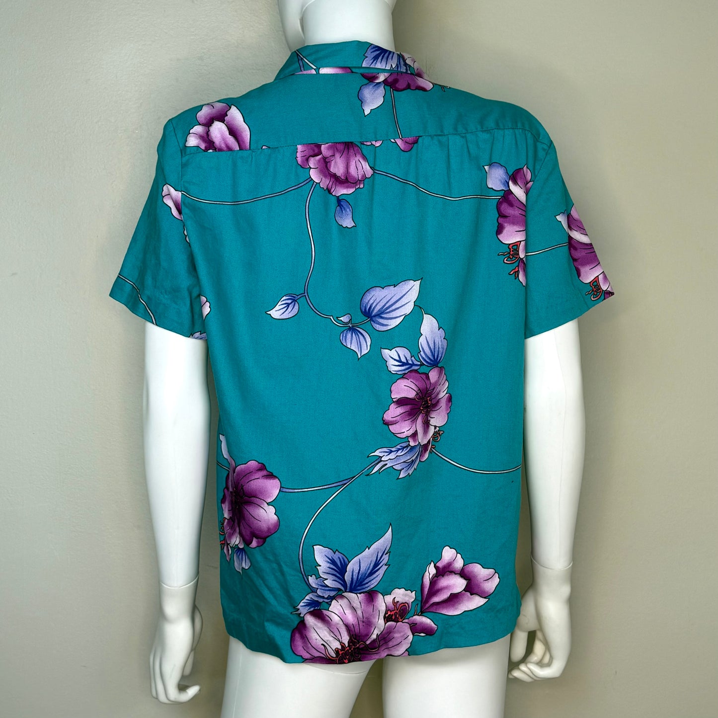 1980s Women’s Hawaiian Shirt, Cotton Blouse, Hilo Hattie Size Large