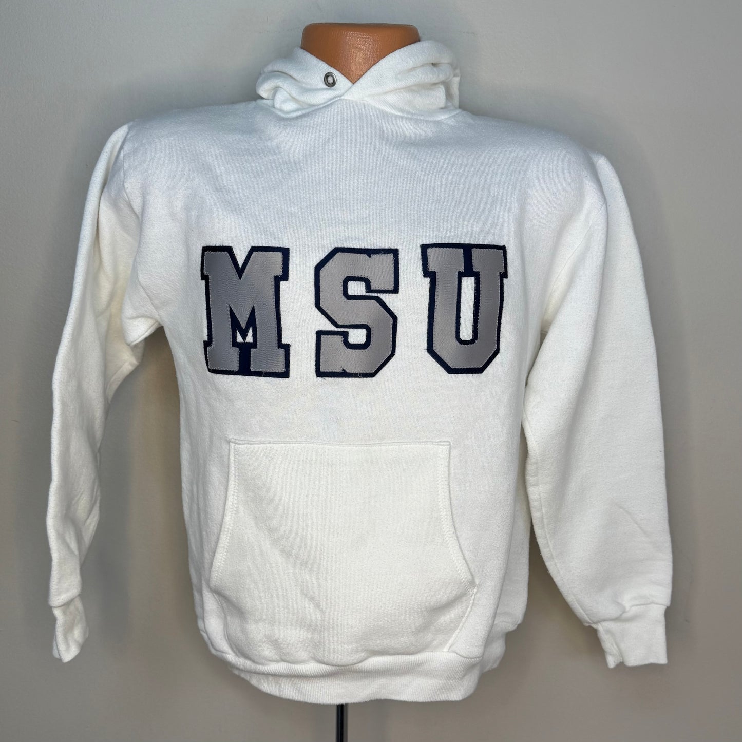 1980s MSU Hooded Sweatshirt, Memphis State University, Sportswear Size Medium, Applique Letters